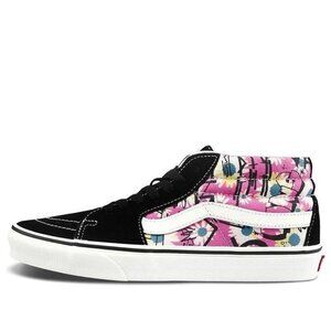 Vans SK-8 Mid Retro High Top Casual Skate Floral Graffiti Black Pink White 6.5